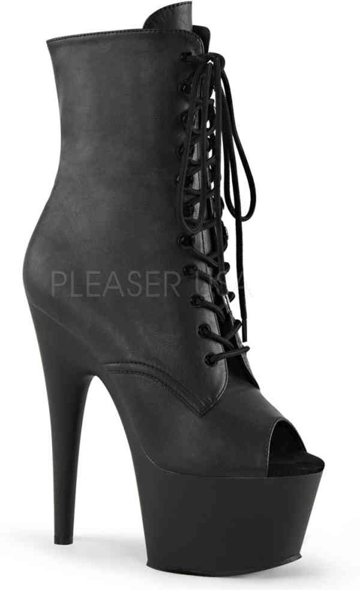 EU 35 = US 5 | ADORE-1021 | 7 Heel, 2 3/4 PF Peep Toe Lace-Up Ankle Boot, Side Zip